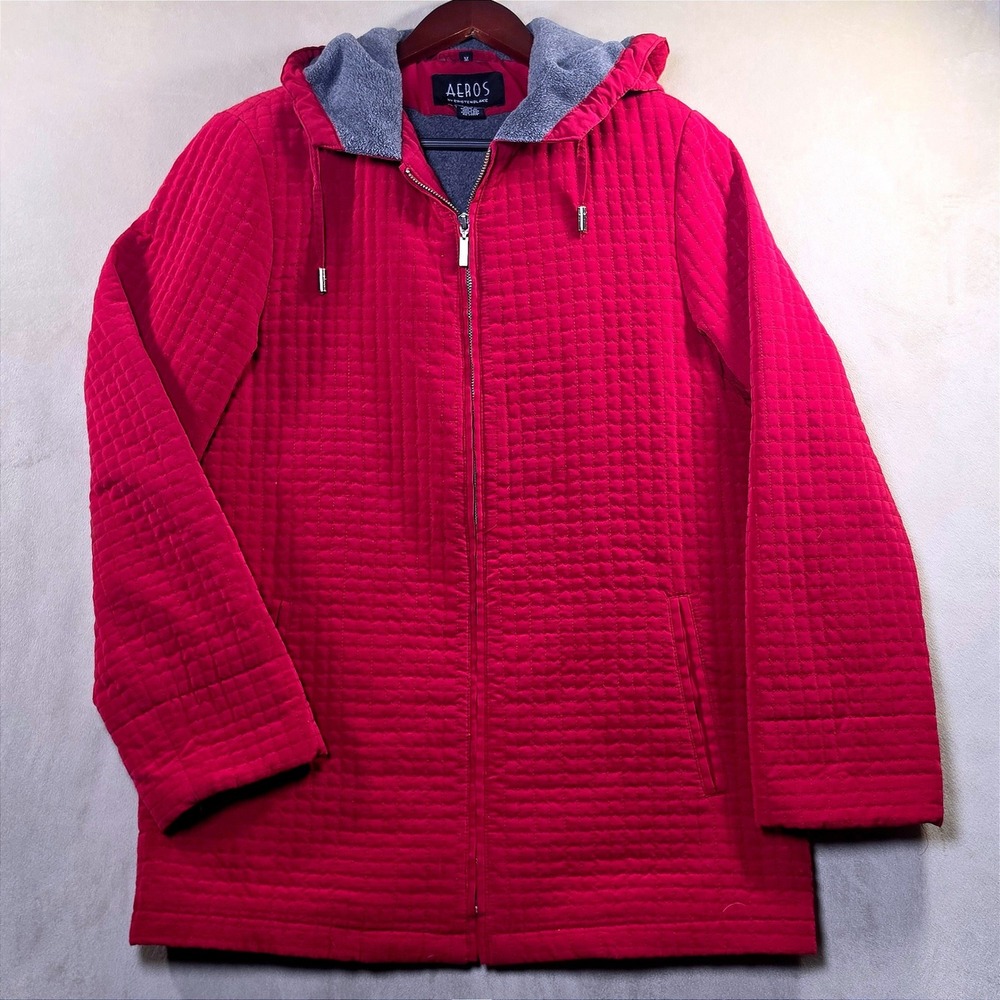Aeros by Kristen Blake Womens Vintage/Y2K Red Quilted Hooded Jacket Size M